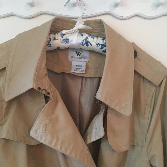 Worthington Khaki Trench Coat with Pleated Skirt - Picture 3 of 8